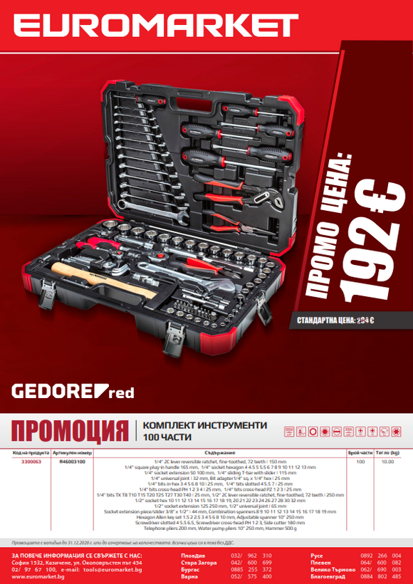 Промоция инструменти Gedore red 100 части 