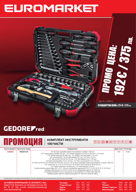 Промоция инструменти Gedore red 100 части 