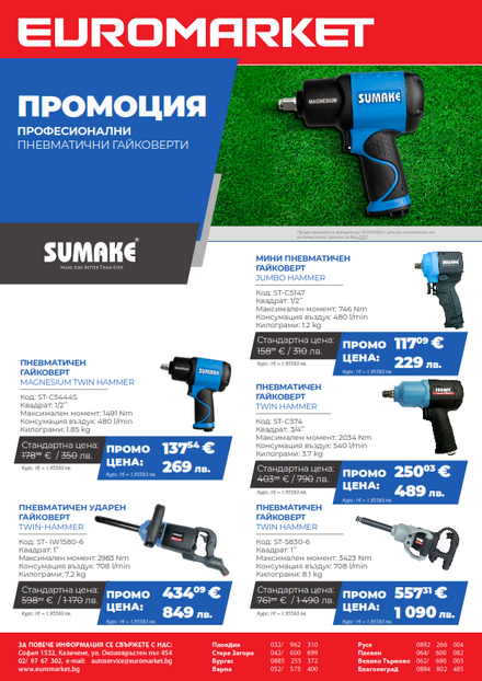 Промоция на професионални пневматични гайковерти SUMAKE